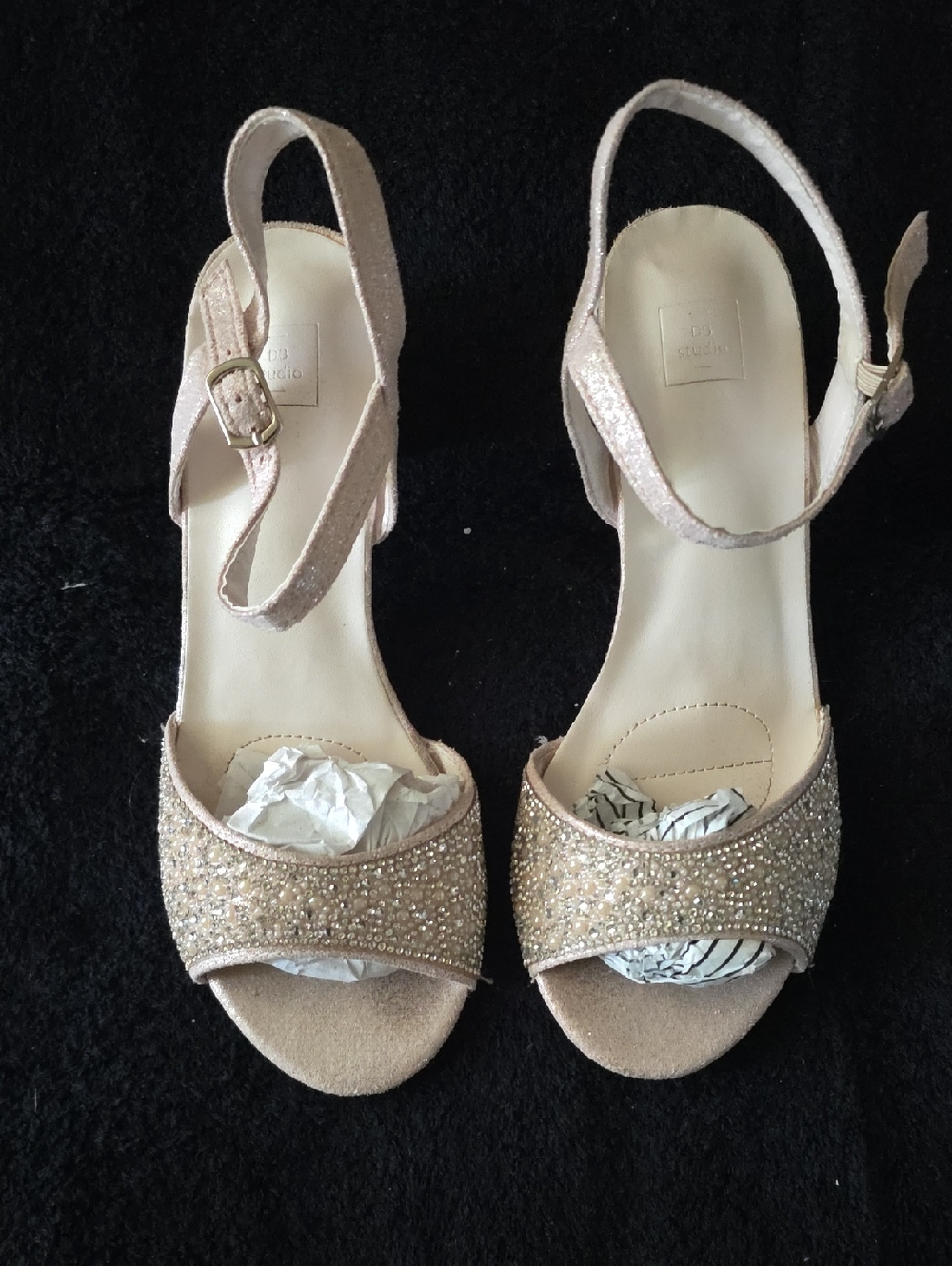 Girls' Size 4Y Glitter Open-Toe Slingback Sandals in Champagne